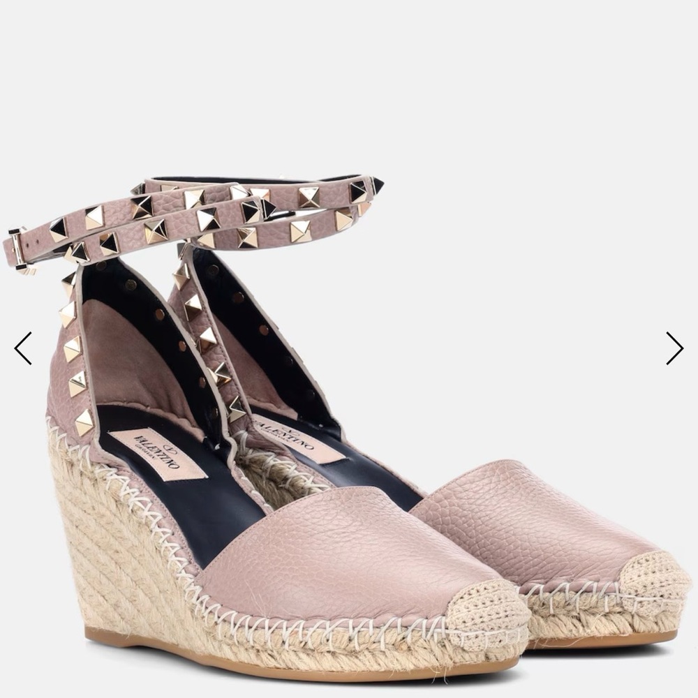 Valentino Blush Espadrille Wedges with Studs